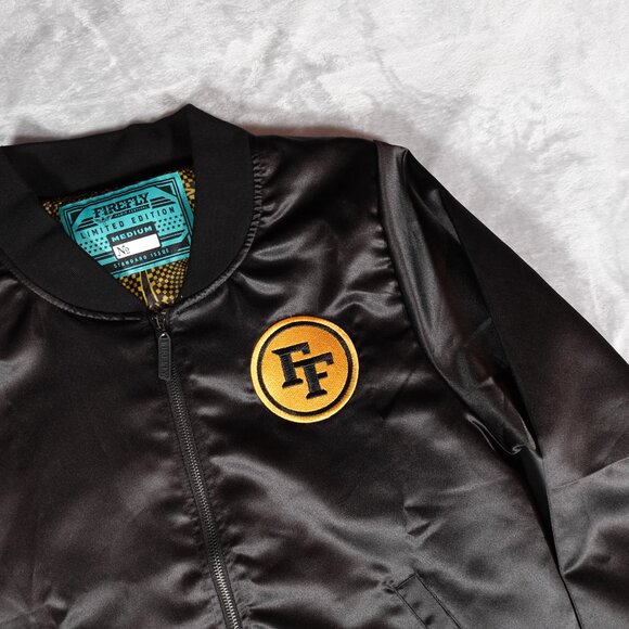 FireFly Music Festival Satin Bomber Jacket Mens M Limited Black - Picture 2 of 10